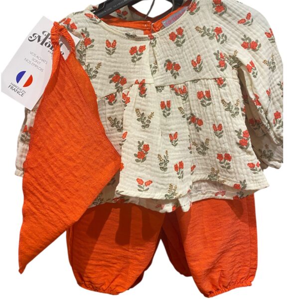 Ensemble fille à fleurs orange