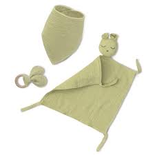 Coffret Doudou,bandana et anneau de dentition vert