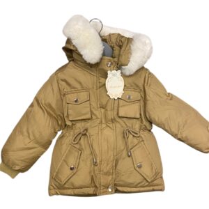 DOudoune beige avec capuche en fourrure