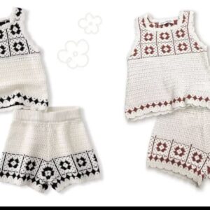 Ensemble 2 pièces crochet en coton