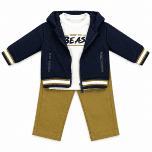 Ensemble bébé 3 pièces marine et moutarde | Mélobaby