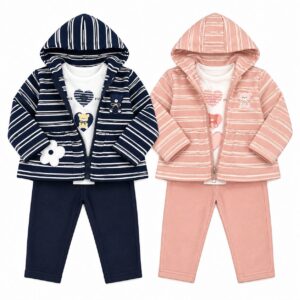 Ensemble enfant 3 pièces rose ou marine | Mélobaby