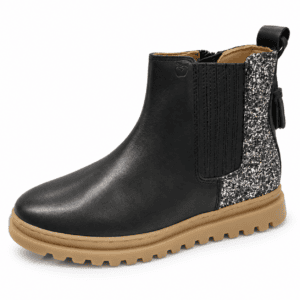 Bottines Shoo Pom en cuir nappa noir | Mélobaby