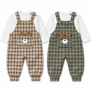 Ensemble salopette bébé à carreaux | Mélobaby