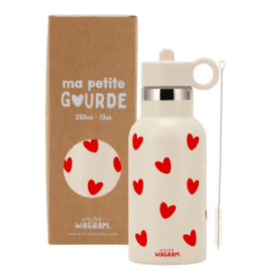 Gourde cœurs rouges en acier inoxydable 350 ml | Mélobaby cavaillon