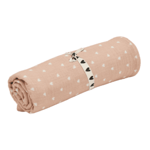 Lange gaze beige petits coeurs - melobaby cavaillon