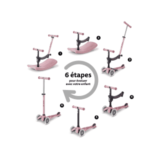 Trottinette évolutive dès 1 an rose poudrée - Melobaby Cavaillon