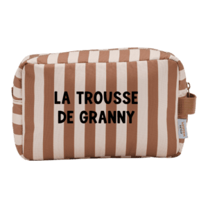 Trousse de toilette fond beige / rayures marron - cavaillon melobaby